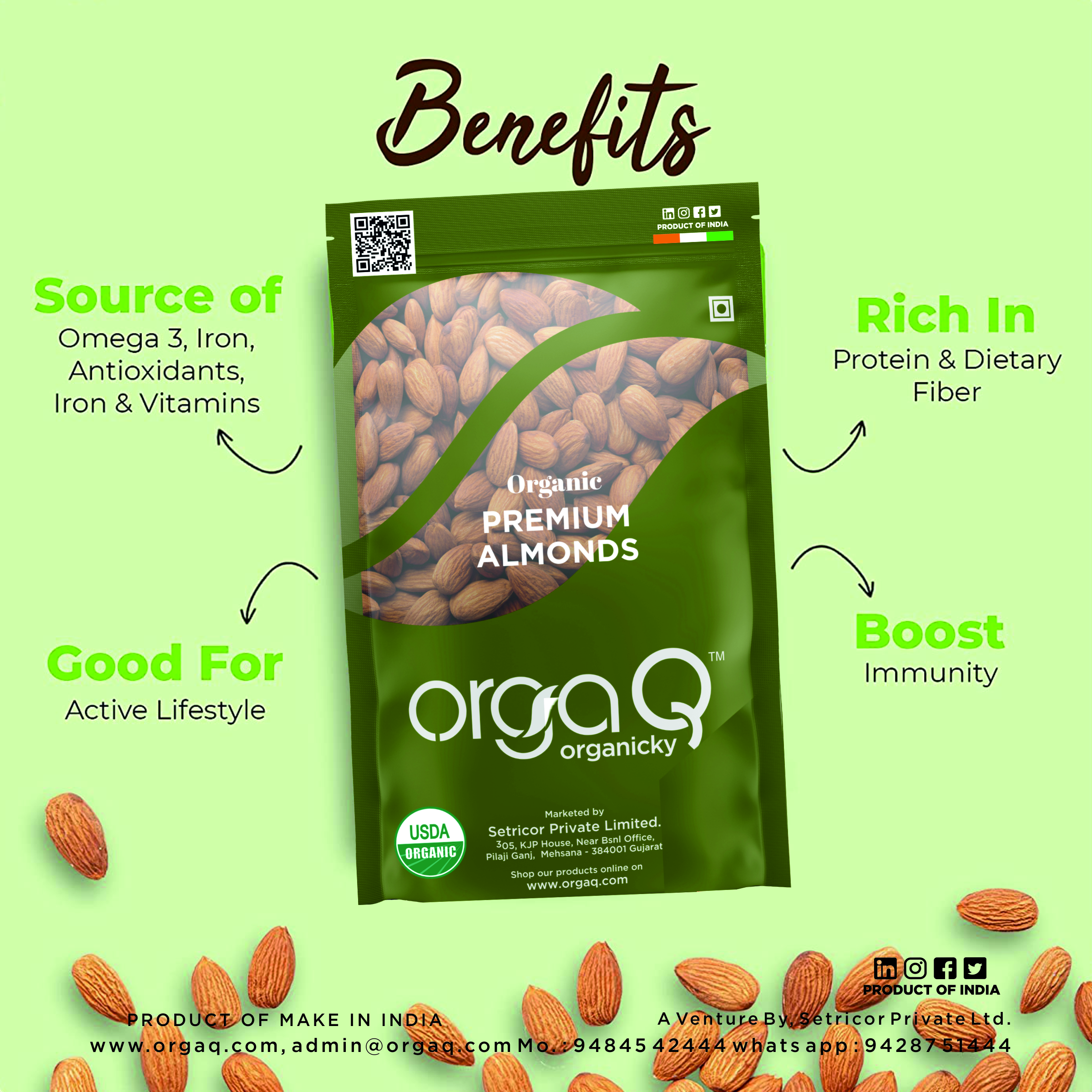 Organic Almonds(Badam) Special Dry Fruits -